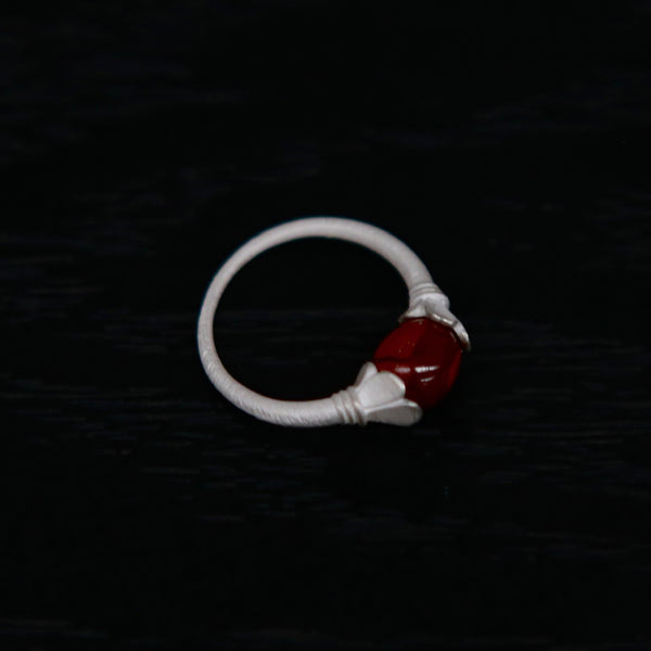 OLIO E ACETO Sterling Silver Lapis Lazuli/Red Snakeskin Jade Bud Ring OLIO-OA13F01-YH Red